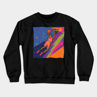 Slam Dunk Action - Bold Risograph Basketball Art Crewneck Sweatshirt