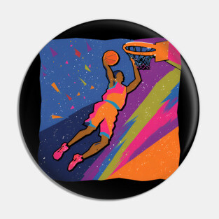 Slam Dunk Action - Bold Risograph Basketball Art Pin