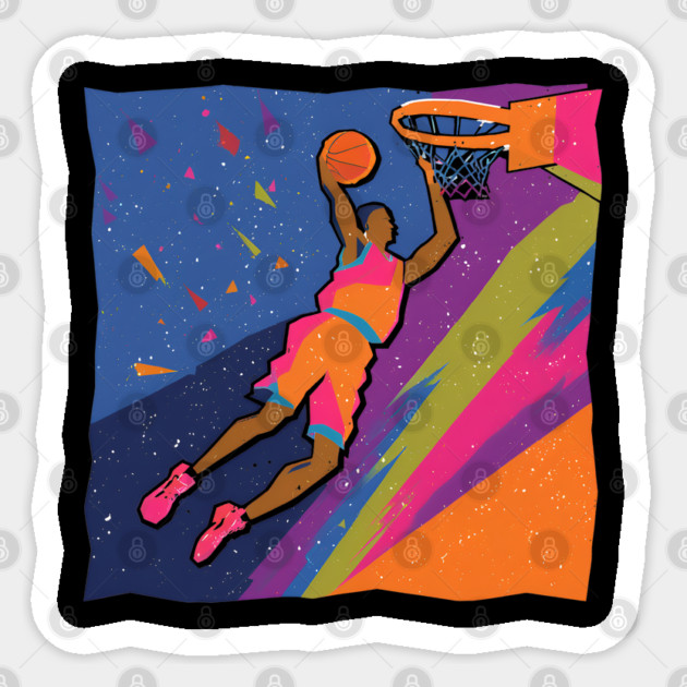 Slam Dunk Action - Bold Risograph Basketball Art Sticker by TuncGK
