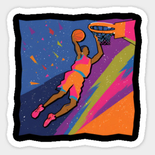 Slam Dunk Action - Bold Risograph Basketball Art Magnet