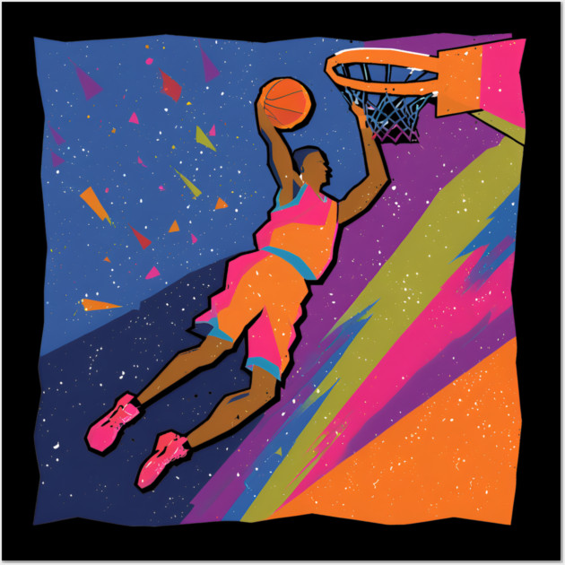 Slam Dunk Action - Bold Risograph Basketball Art Wall Art by TuncGK