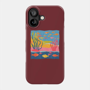 Vibrant Coral Reef - Bold Ocean Risograph Art Phone Case