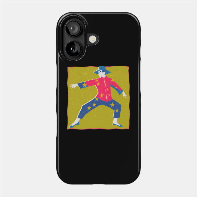 Retro Martial Arts Dancer - Vibrant Risograph Print Phone Case by TuncGK