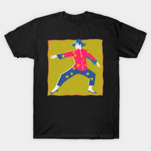 Retro Martial Arts Dancer - Vibrant Risograph Print T-Shirt
