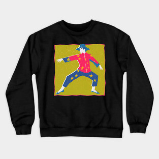 Retro Martial Arts Dancer - Vibrant Risograph Print Crewneck Sweatshirt