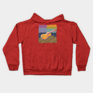 Vibrant Violin Risograph Art - Musical Instrument Kids Hoodie
