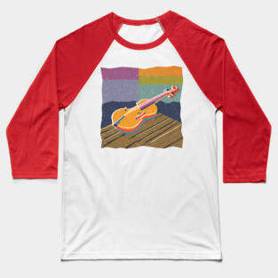 Vibrant Violin Risograph Art - Musical Instrument Baseball T-Shirt