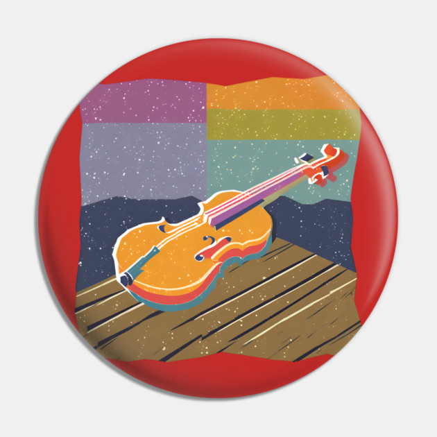 Vibrant Violin Risograph Art - Musical Instrument Pin by TuncGK