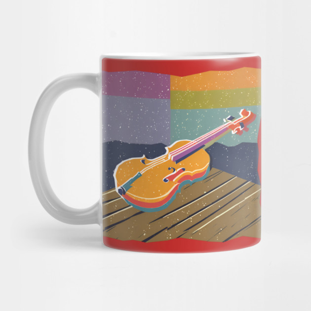 Vibrant Violin Risograph Art - Musical Instrument by TuncGK