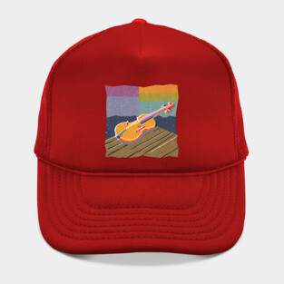 Vibrant Violin Risograph Art - Musical Instrument Hat