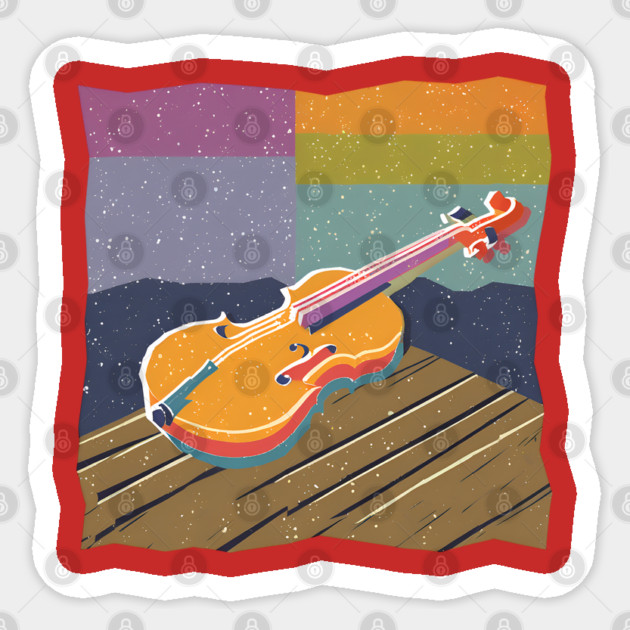 Vibrant Violin Risograph Art - Musical Instrument Sticker by TuncGK