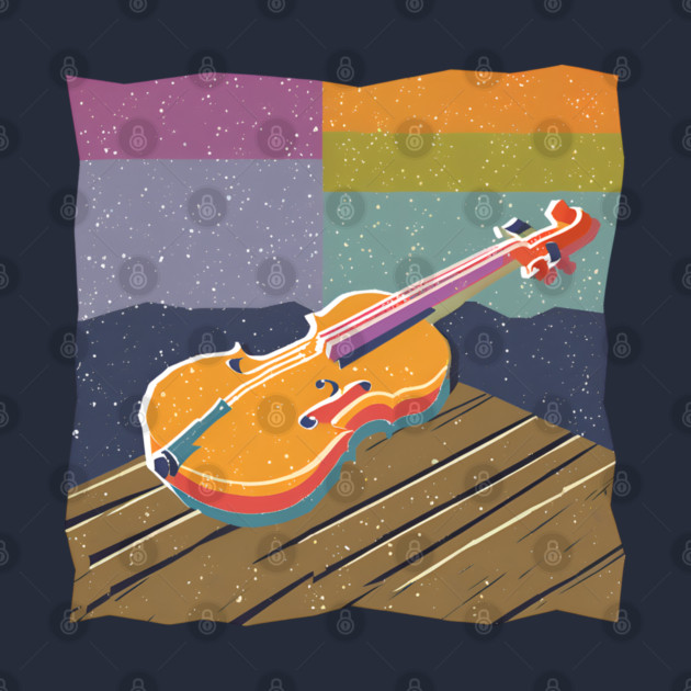 Vibrant Violin Risograph Art - Musical Instrument by TuncGK