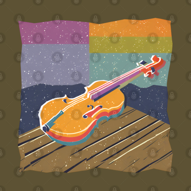 Vibrant Violin Risograph Art - Musical Instrument by TuncGK