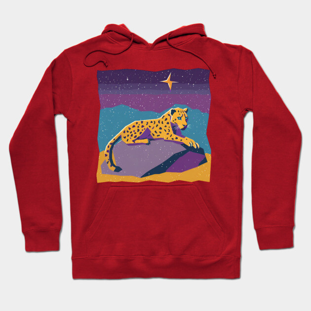 Retro Leopard Illustration - Bold Jungle Vibes Hoodie by TuncGK