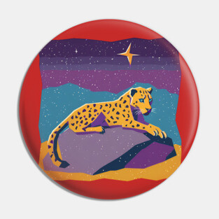 Retro Leopard Illustration - Bold Jungle Vibes Pin