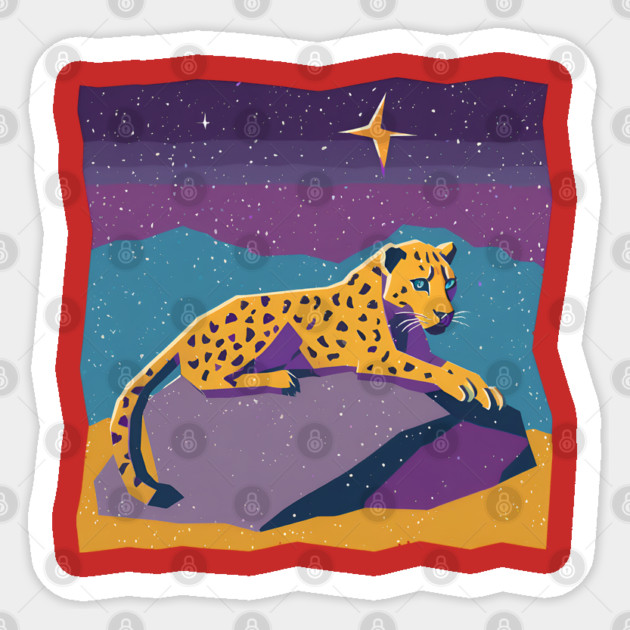 Retro Leopard Illustration - Bold Jungle Vibes Sticker by TuncGK