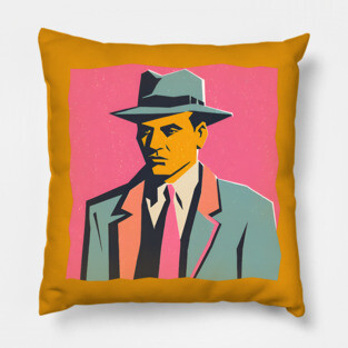 Retro Mafia Boss - Bold Risograph Vintage Design Pillow