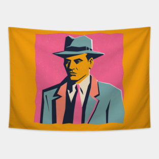 Retro Mafia Boss - Bold Risograph Vintage Design Tapestry