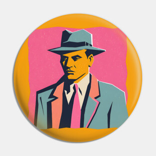 Retro Mafia Boss - Bold Risograph Vintage Design Pin