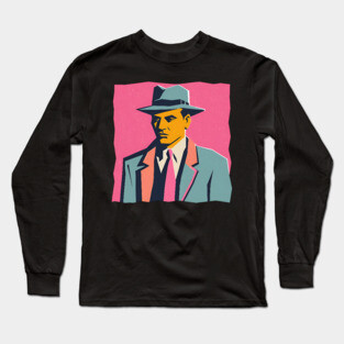 Retro Mafia Boss - Bold Risograph Vintage Design Long Sleeve T-Shirt