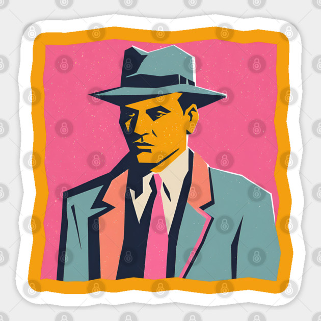 Retro Mafia Boss - Bold Risograph Vintage Design Sticker by TuncGK