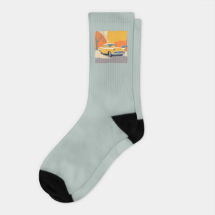 Retro Vintage Car - Vibrant Risograph Design Socks