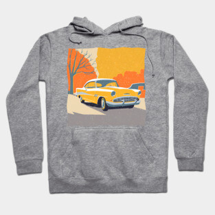 Retro Vintage Car - Vibrant Risograph Design Hoodie