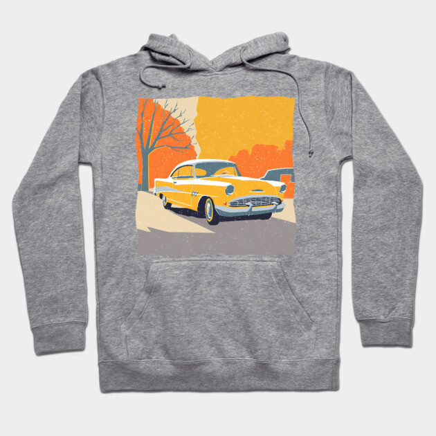 Retro Vintage Car - Vibrant Risograph Design Hoodie by TuncGK