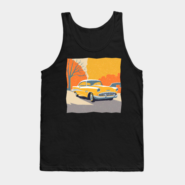 Retro Vintage Car - Vibrant Risograph Design Tank Top by TuncGK