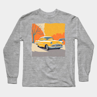 Retro Vintage Car - Vibrant Risograph Design Long Sleeve T-Shirt