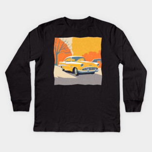 Retro Vintage Car - Vibrant Risograph Design Kids Long Sleeve T-Shirt