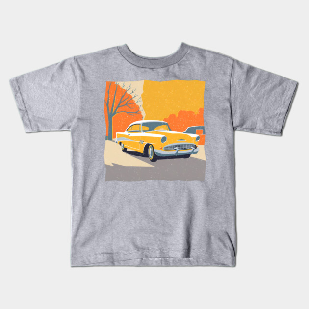 Retro Vintage Car - Vibrant Risograph Design Kids T-Shirt by TuncGK