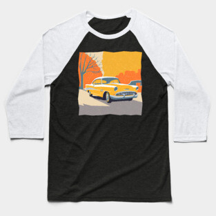 Retro Vintage Car - Vibrant Risograph Design Baseball T-Shirt
