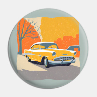 Retro Vintage Car - Vibrant Risograph Design Pin