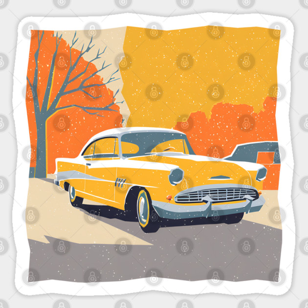 Retro Vintage Car - Vibrant Risograph Design Sticker by TuncGK
