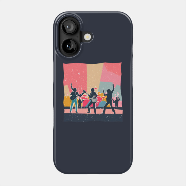 Retro Rock Band Risograph Design - Bold Music Art Phone Case by TuncGK