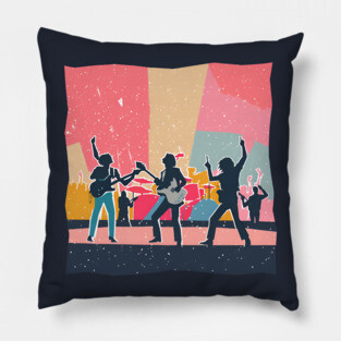 Retro Rock Band Risograph Design - Bold Music Art Pillow