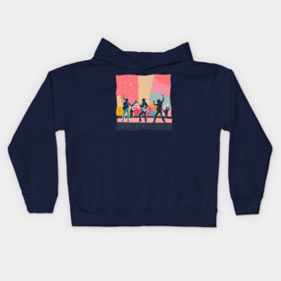 Retro Rock Band Risograph Design - Bold Music Art Kids Hoodie