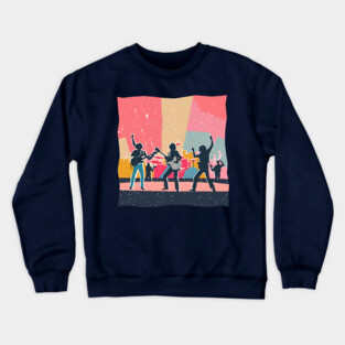 Retro Rock Band Risograph Design - Bold Music Art Crewneck Sweatshirt