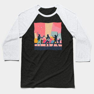 Retro Rock Band Risograph Design - Bold Music Art Baseball T-Shirt