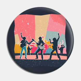 Retro Rock Band Risograph Design - Bold Music Art Pin