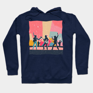 Retro Rock Band Risograph Design - Bold Music Art Hoodie