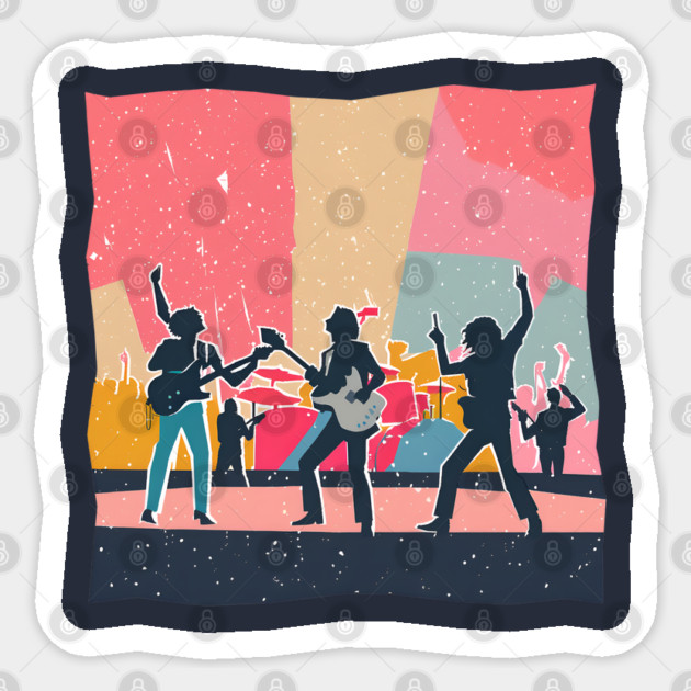 Retro Rock Band Risograph Design - Bold Music Art Sticker by TuncGK