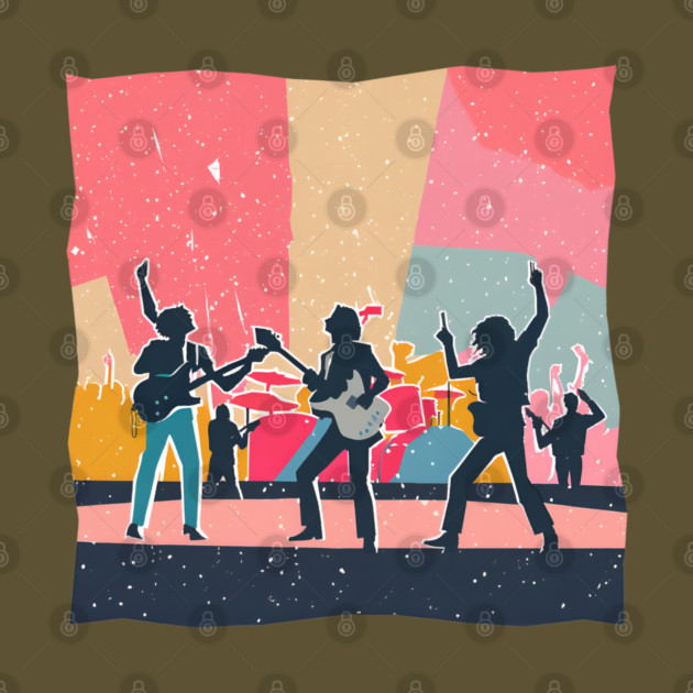 Retro Rock Band Risograph Design - Bold Music Art by TuncGK