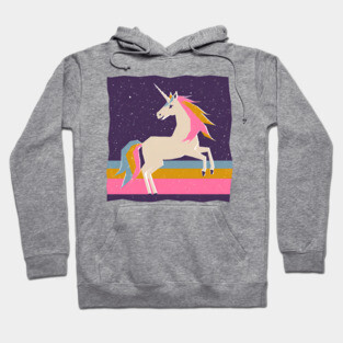 Magical Unicorn in Colorful Risograph Style Hoodie