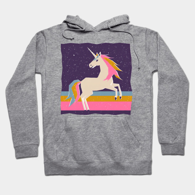 Magical Unicorn in Colorful Risograph Style Hoodie by TuncGK