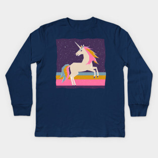 Magical Unicorn in Colorful Risograph Style Kids Long Sleeve T-Shirt