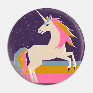 Magical Unicorn in Colorful Risograph Style Pin