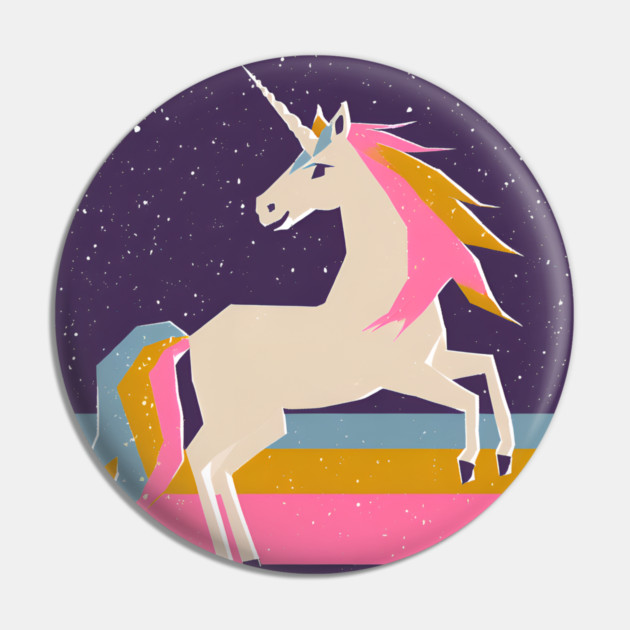 Magical Unicorn in Colorful Risograph Style Pin by TuncGK