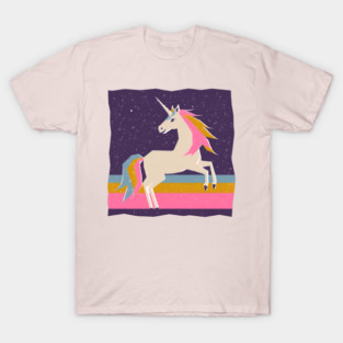 Magical Unicorn in Colorful Risograph Style T-Shirt